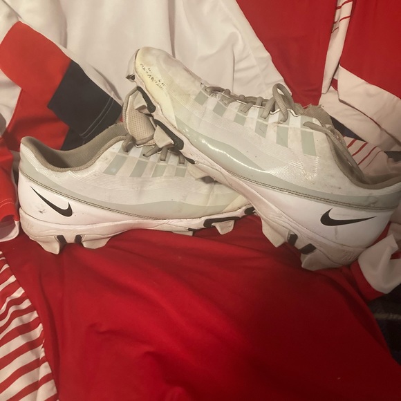 Nike Vapor Football Cleats. Sz13 White/Gray Worn 1 Season - Picture 2 of 3